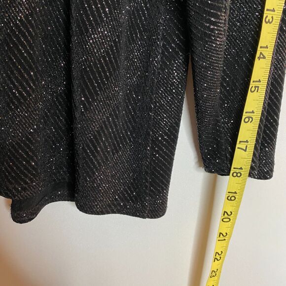Onyx Nite Black Gorgeous Holiday Cruise Jacket Beautiful Sparkles Long Lines 2X - Picture 12 of 13